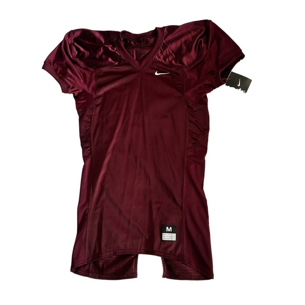 NWT NIKE FOOTBALL Men Sz Medium STYLE 535703 Maroon V-Neck Mesh Practice Jersey